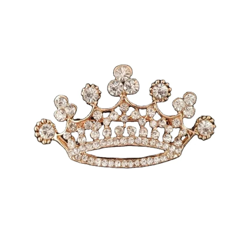 Fashion Korean Rhinestone Crown Brooches Shirt Suit Accessories Metal Crystal Pearl Crown Jewelry Brooches Pins for Party Gift
