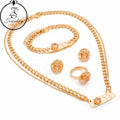 Women's 12-Piece Set of Gold Plated Artificial Jewelry Including Chain Bracelet Ring Earrings-Crystal Glass-for Wedding