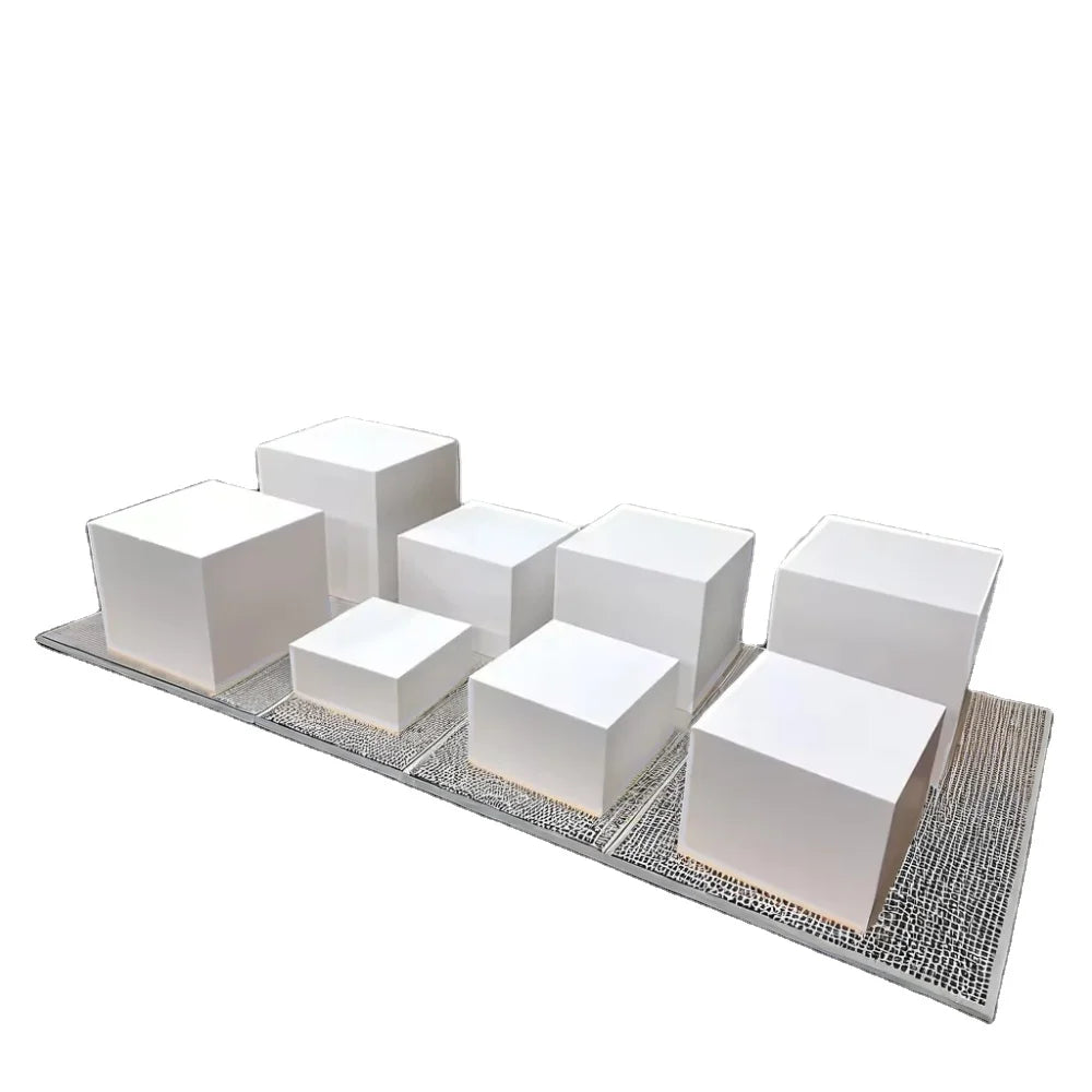 Gaojian White Acrylic Buffet Table Riser Cube Nesting Lucite Square Food Pedestal Display Box Nesting Display Racks
