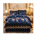 100% Polyester Bedsheet Set Soft Flannel Milk Velvet Printed Sheets Set