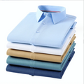 Men's Pocket-less Solid Color Bamboo Fiber Long Sleeve Shirt Elastic Anti-wrinkle Business Casual Shirt