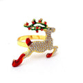 Christmas Crystal Rhinestone Running Reindeer Napkin Rings for Christmas Eve Dinner Party Table Napkins