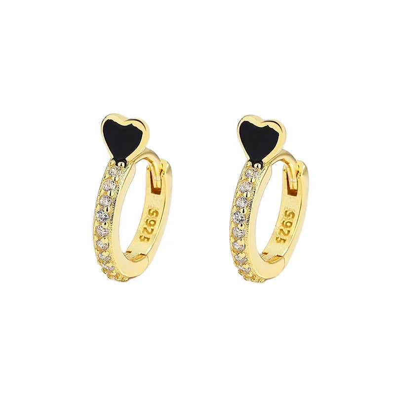 Rainbowking 925 Sterling Silver love  Heart  Earrings Women's New Fashion Heart-shaped Earrings High-end Jewelry