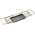 Luxury Removable Marble Board 304 Stainless Steel Expandable Shower Bathtub Racks Tray Caddy Organizer Metal Shower Organizer