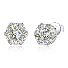 Fine Jewelry Valentine's Day Holiday Gift 925 Sterling Silver Moissanite Diamond Halo Stud Earring For Women