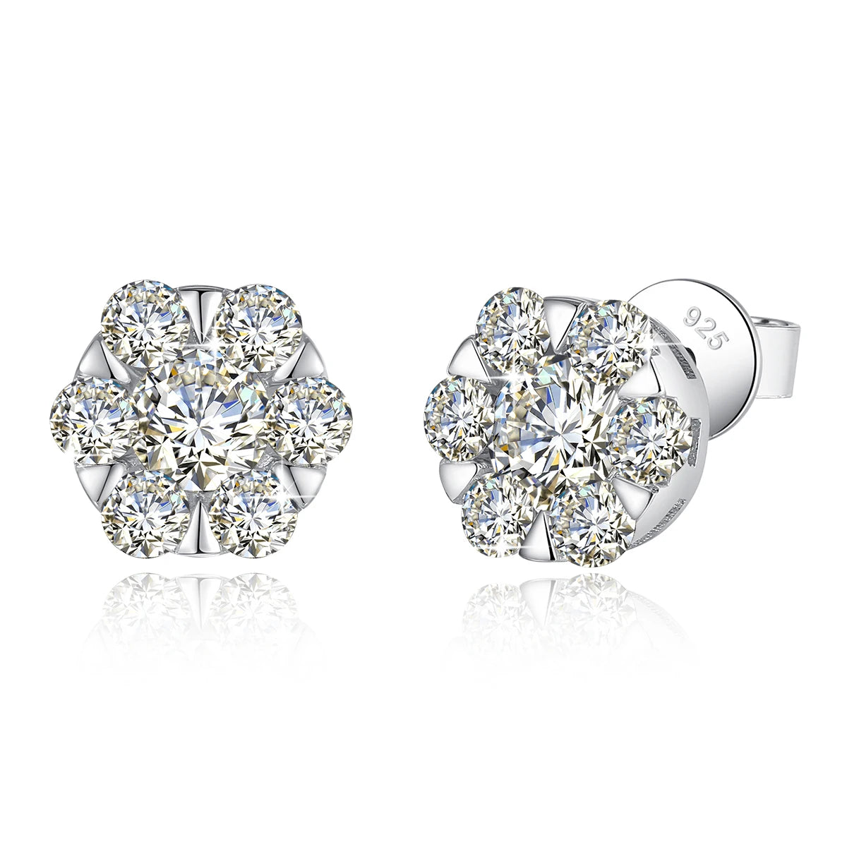 Fine Jewelry Valentine's Day Holiday Gift 925 Sterling Silver Moissanite Diamond Halo Stud Earring For Women