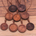 13-piece Eco-Friendly Folk Art DIY Time Gemstone Jewelry Set Wooden Base Hollow Printed Lace Bottom Necklace
