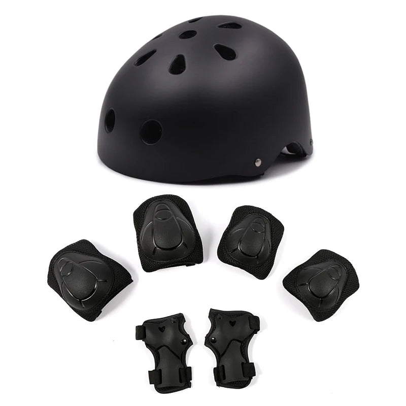 6-IN-1 Kids Skateboard & Skate Riding Outdoor Sports Hard Shell Professional Protection Elbow Knee & Wrist Pads Set