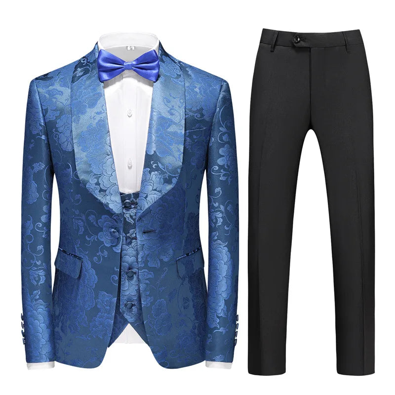 Wholesale Price 3 Pieces Mens Wear Men's Plus Size 6XL Wedding Party Groomsmen Dress Men's Jacquard Suits
