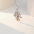PZF-1069 Fashion 925 Silver Jewelry Hamsa Hand Pendant Necklace Fine Fatima Hands Charms Choker Evil Eeys Necklace