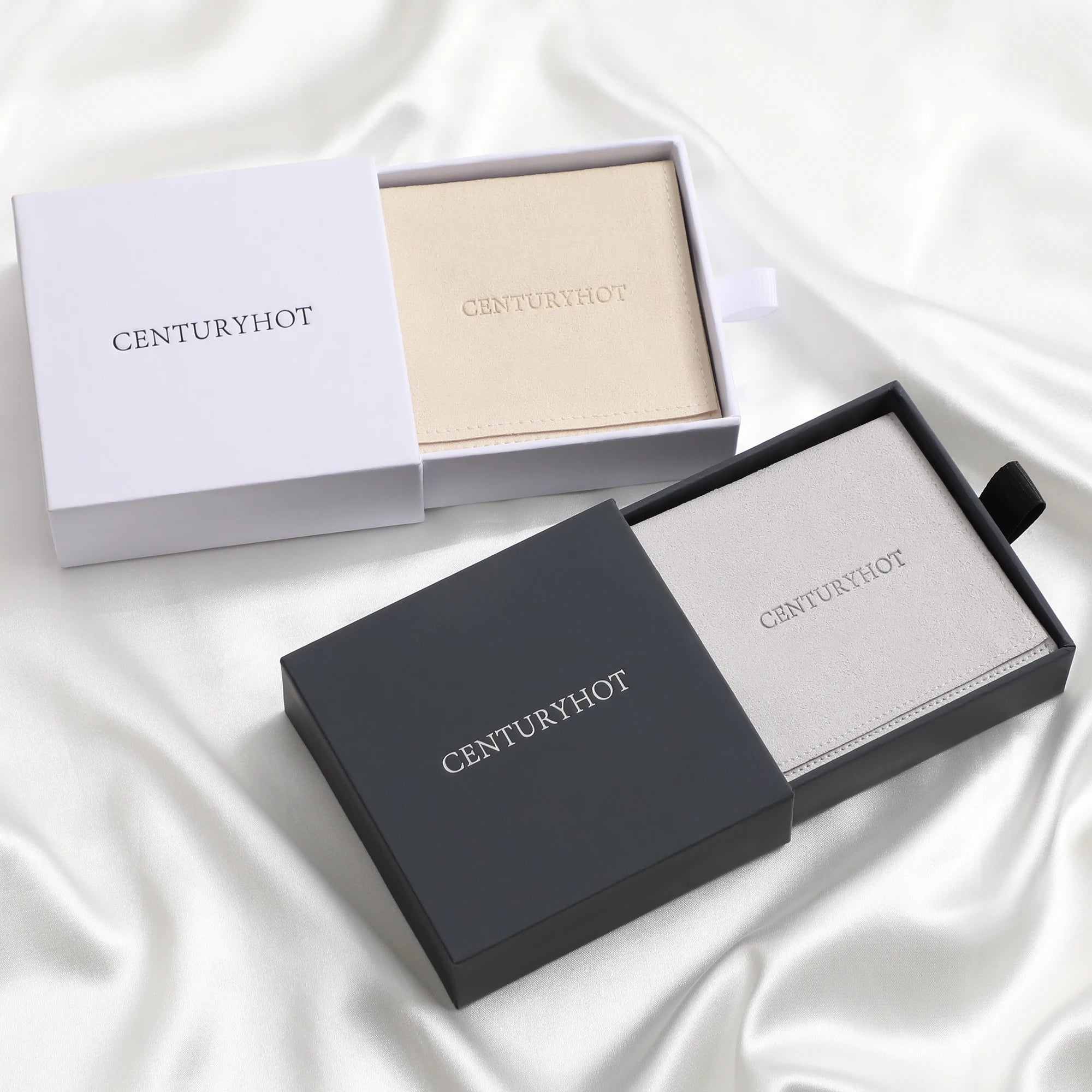 PUPPUYSEW Light Luxury Custom logo Jewelry Box Packaging Gift Drawer Cardboard Box with Microfiber Earrings Necklace Jewelry Bag