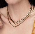 New Fashion Simple V-shaped Zircon Necklace Retro Trend Waterproof Stainless Steel Collar Chain Flat Snake Chain Fashion Jewelry
