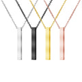 Customized Stainless Steel LOGO Name Engraved Blank Rectangle Bar Pendant Necklace