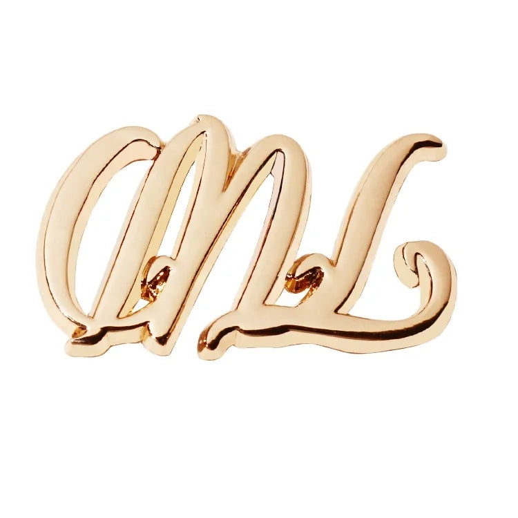 Custom Made Handbag Plate Brand Logos Zinc Alloy Hardware Gold Color Embossed Label Letters for Leather Wallet