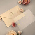Peach Color Chinese Factory Baptism Invitations Card Custom Acrylic Transparent Wedding Invitation Card