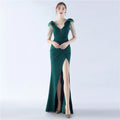 31286# New Product 2024 Craft Beaded Organza Satin Cloth Annual Ceremony High-end Evening Dress Winter