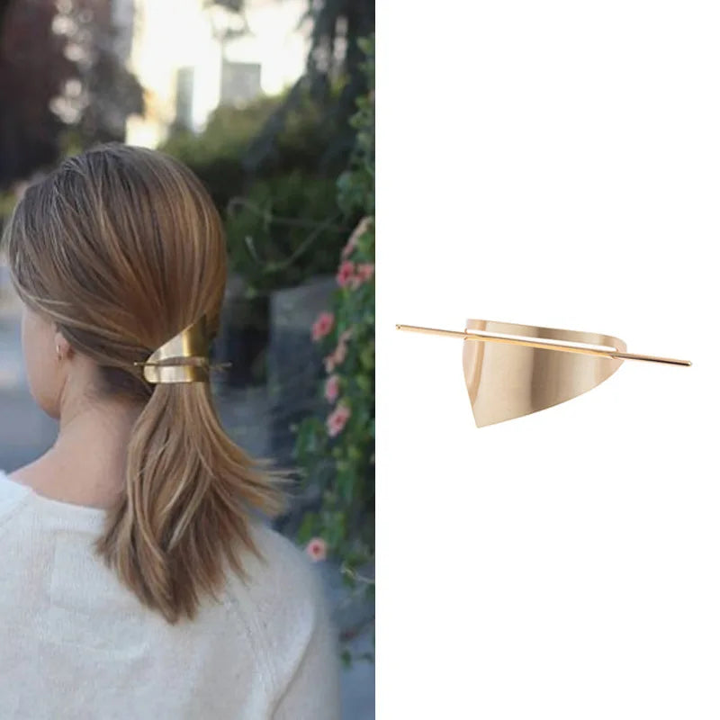 New Creative Personality Irregular Geometric Triangulation Middle Hollow Simple Hairpin