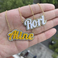 New Arrival Stainless Steel Shiny Fake Diamond Enamel Name Necklace Personalized Jewelry for Gifts