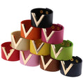 Fashion Wholesale Genuine Personalized Wide Lady V Leather Bangle  Cuff Bracelet Women