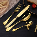 Thick Dishwasher Safe Luxury Gold Plated Stainless Steel 18/10 Flatware for Back to School Classic Style Antique Finish