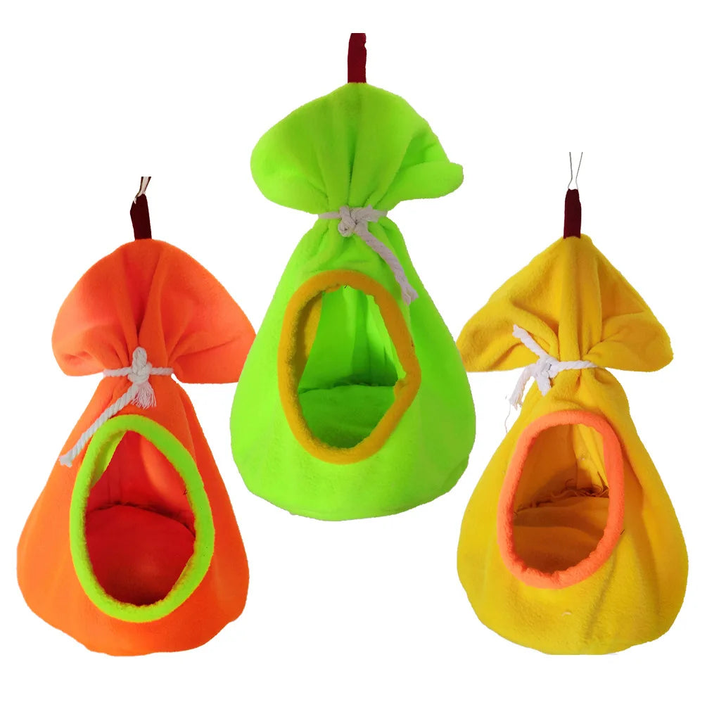 Canvas Round Hammock Avian Parrot House Nest Pocket Cotton Sleep Bed