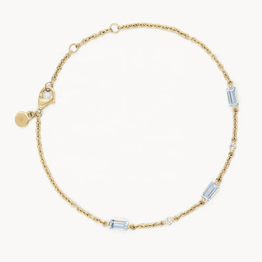 LOZRUNVE Delicate Trending Jewelry 925 Silver Colored Crystal Baguette Charm Bracelet Women