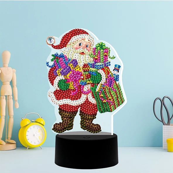 New Product Diy Diamond Painting Embroidery Santa Claus LED Light Diamond Handicrafts Rhinestone Night Lamp Christmas Gifts