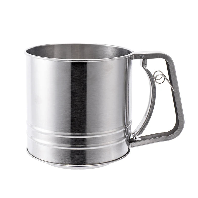 5 Cup Stainless Steel Double-Layer Flour Sifter Rotary Hand Crank Baking Strainer Baking & Pastry Tool for Pastry Powdered Sugar