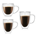 Custom Tea Beer Water Glass Cups 250ML 350ML 450ML Heat Resistant Transparent Borosilicate Double Wall Glass Cup With Handle