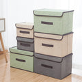 Multi-size Fabric Storage Bins and Baskets with Handles Collapsible Clothes Organizer 2 Pcs Set Foldable Storage Box with Lids