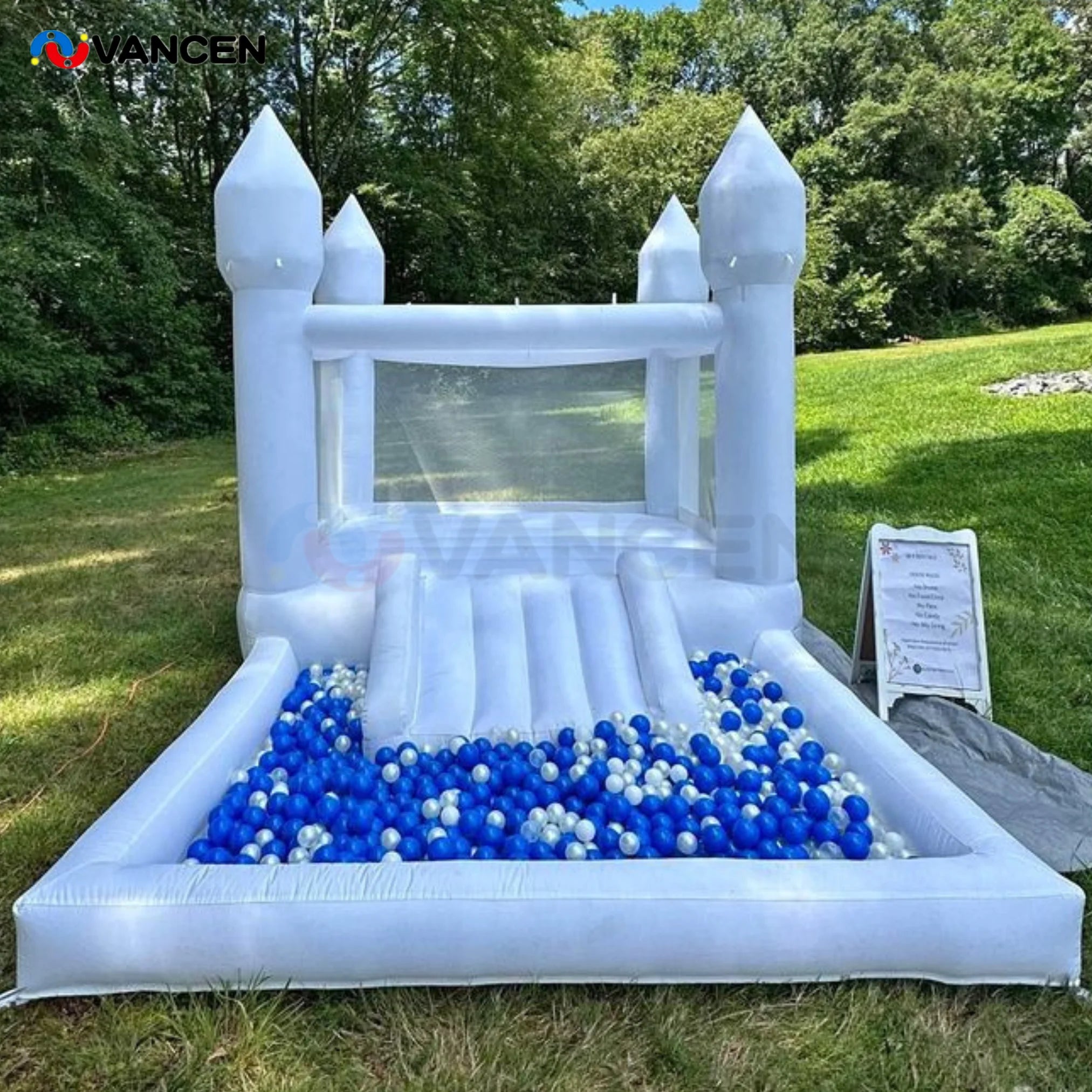 13x8x8ft Indoor Moonwalk Bouncer Mini Toddler Inflatable Bouncy Castle White Bounce House Jumper for Kids Party