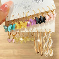 VKME Fashion Colorful Butterfly Acrylic Resin Butterfly Earrings Pearl Hoop Earrings Set for Women Jewelry