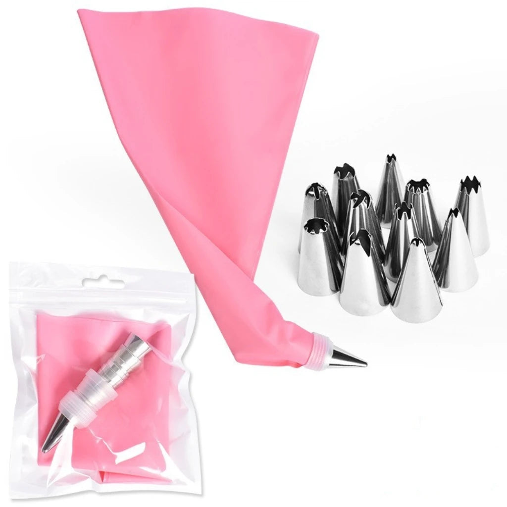Food Grade 12inch EVA Pastry Bag Sets Different Stainless Steel Icing Bag Piping Tips Set Cake Decorating Pastry Tool for Baking