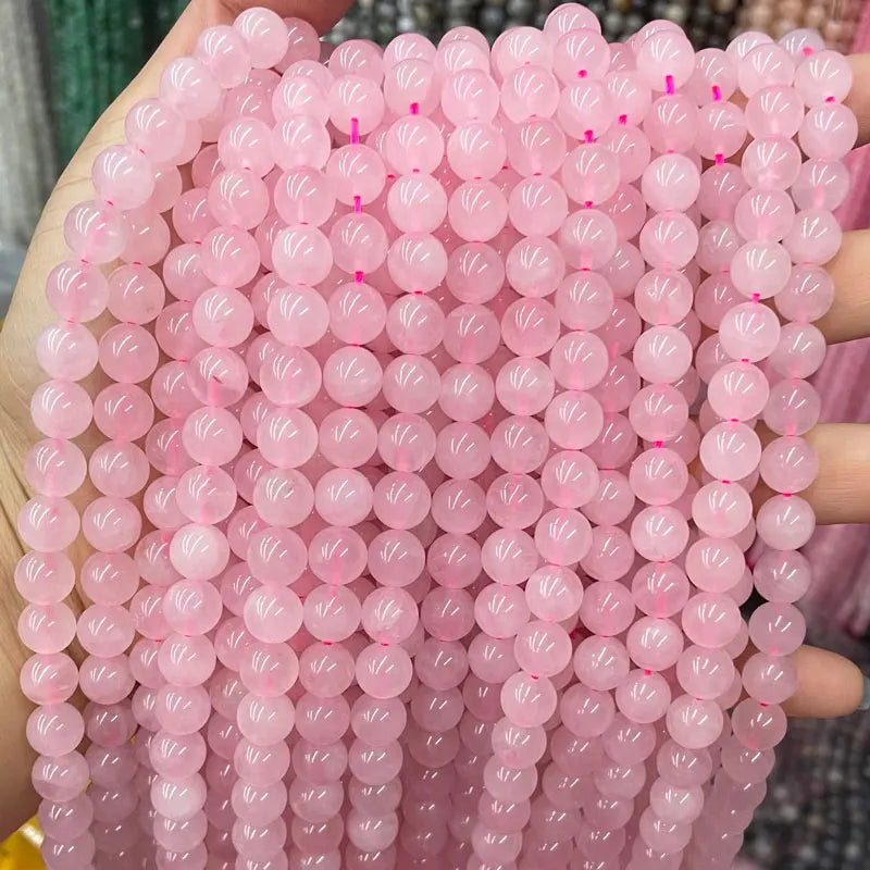 Wholesale Natural Gemstone Pink Crystal Jewellery Stone Beads Round Loose Natural Rose Quartz Beads for Jewelry Making