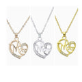 MOM Rhinestone Heart Shaped Pendant Alloy Link Chain Fashion Women Maternal Love Jewelry Romantic Style Wedding Anniversary Gift
