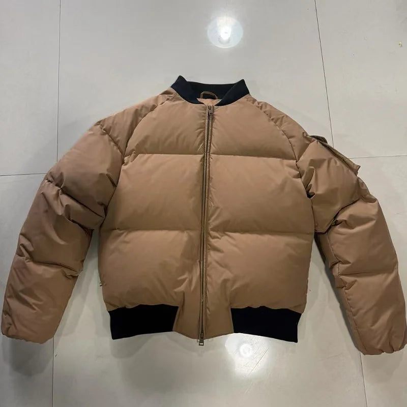 Wholesale Designer Coats Puffer Custom Soft Waterproof Reversible Black Winter Jackets with Front Logo for Men