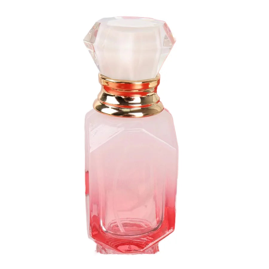 2025 Luxury Mini 30ml 50ml Capacity Flat Crystal Glass Perfume Bottle Gradient Colors Roll Empty Refillable Carton Screw Pump