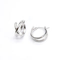 Custom Fine Jewelry Cross C Earrings 925 Sterling Silver British Buckle Geometric Earrings for Women