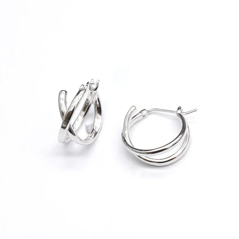 Custom Fine Jewelry Cross C Earrings 925 Sterling Silver British Buckle Geometric Earrings for Women