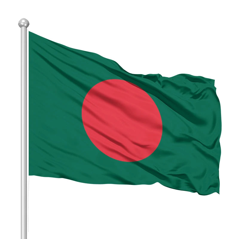 High Quality Bangladesh Flag Embroidered Silk Customizable 3x5ft World Flag Digital Printing Hot Sale Automotive Use Wholesale