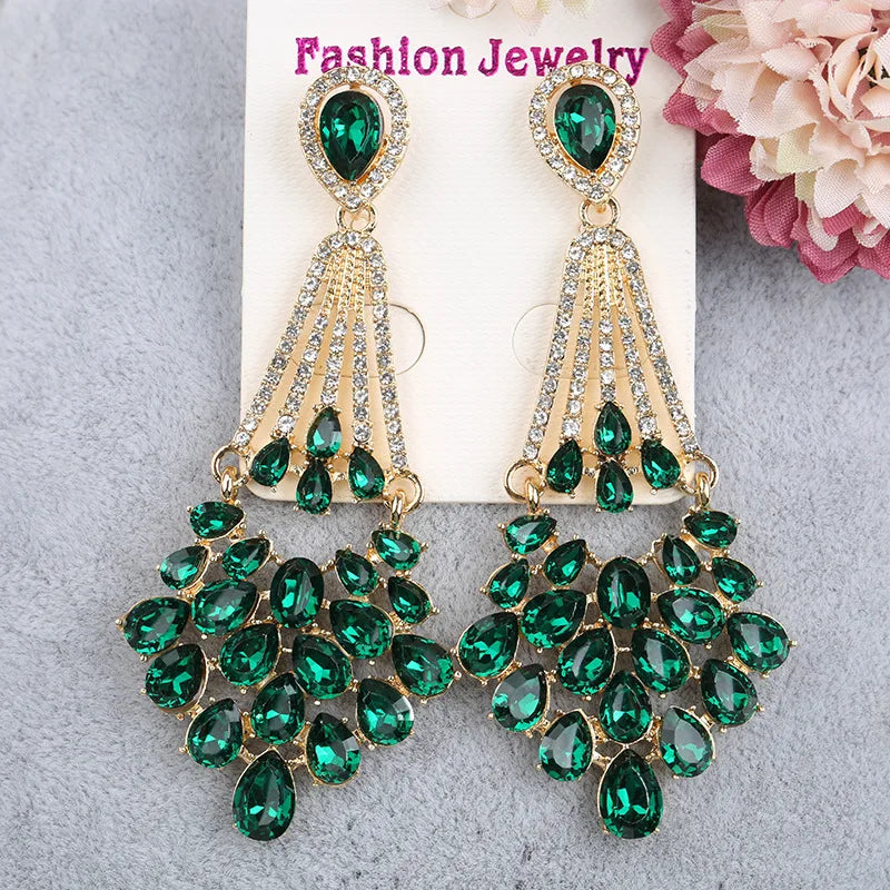 Vintage Crystal Ladies Bridal Earrings Dress Collocation Jewelry Girls Long Earrings