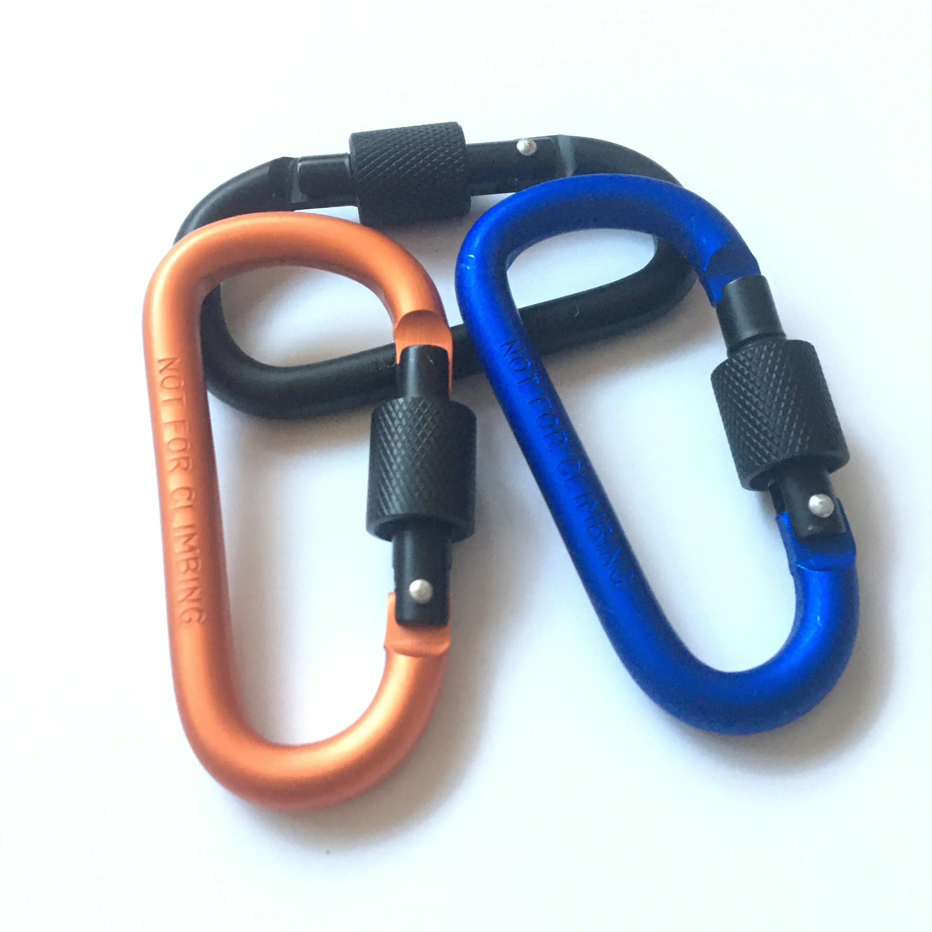 8cm Matte Finish D-Ring Lock Key Camping Hiking Keychain Aluminum Alloy Carabiner with Laser Logo
