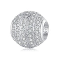 Factory 925 Sterling Silver Full-inlay Lucky Round Beads Pave Setting CZ Charms for Women Bracelet DIY Fine Jewelry BSC884-A