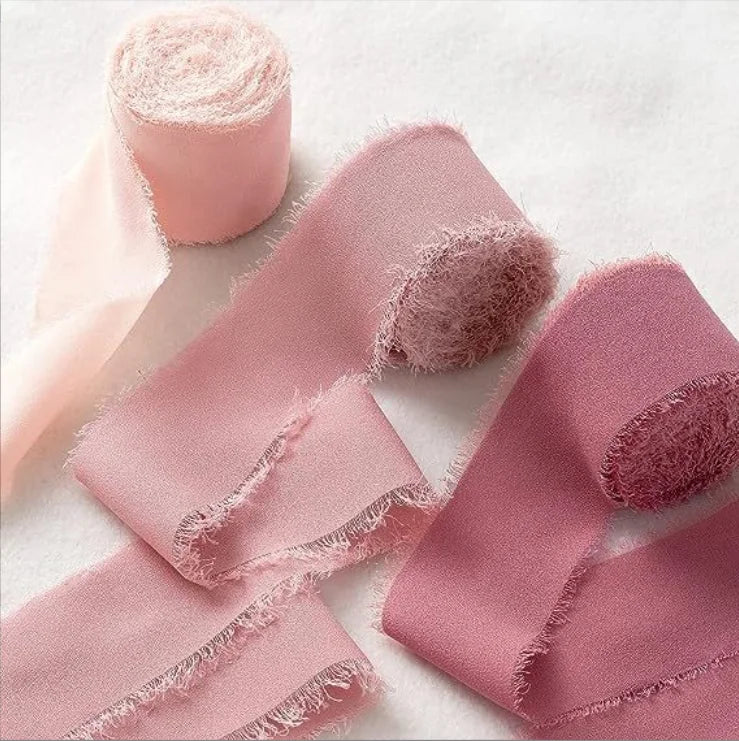 Flower Bouquet Packing Soft Handmade Rough Edge Frayed Raw Chiffon Ribbon