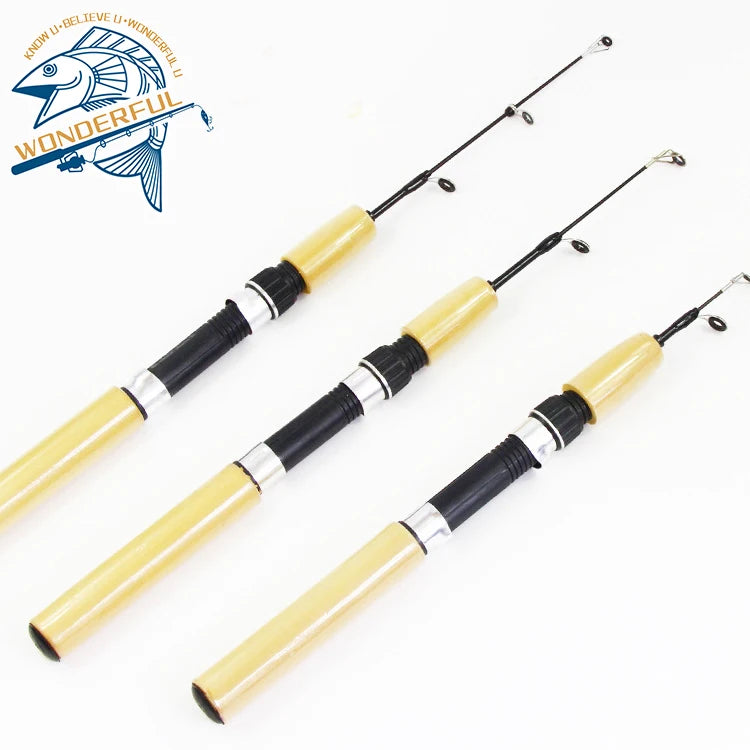 75cm Hard Carbon Freshwater Big Game Short Light Spinning Telescopic Ice Fishing Rod With Reels