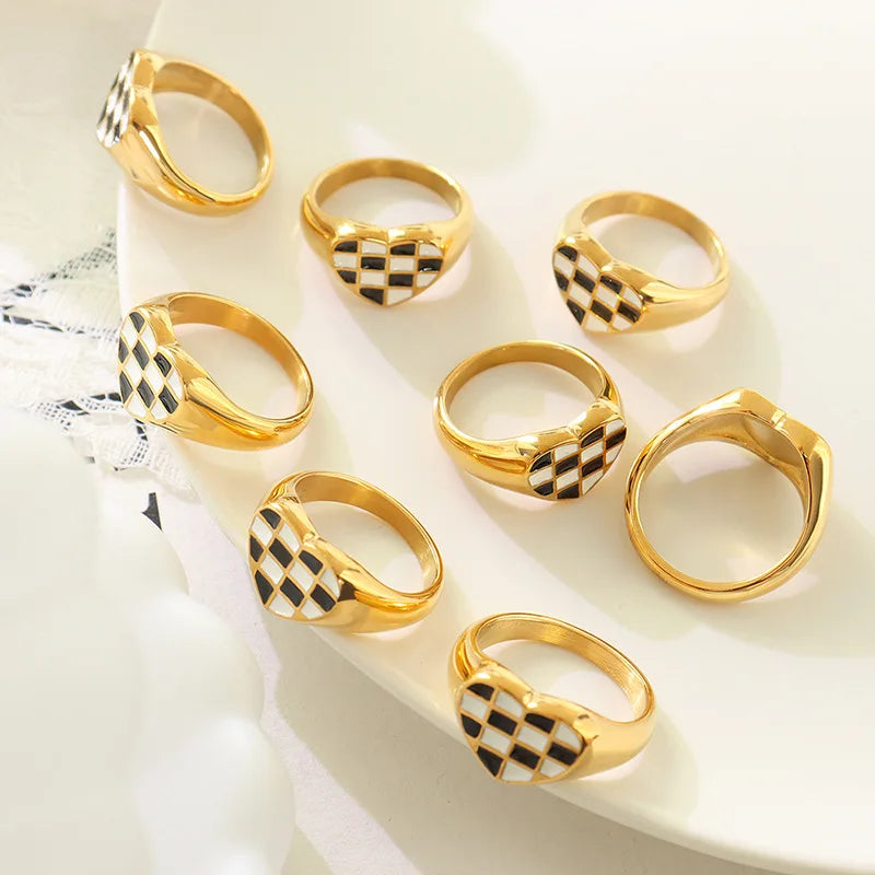Dropshipping Quality Cute Stainless Steel Heart Ring Gold Plated Rings Jewelry Women Anillos De Oro Anillos De Acero Inoxida