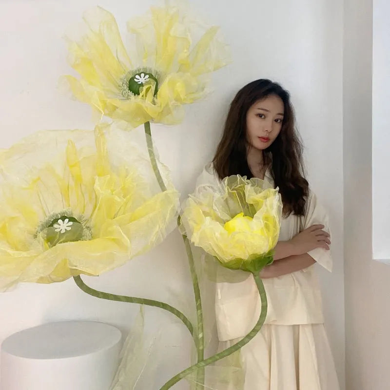 Artificial Large Giant Poppies Wedding Giant Simulation Flowers 3pcs/set Wedding Decoration