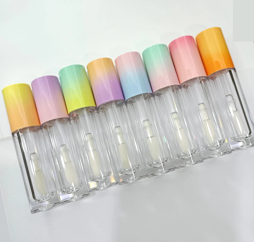 Wholesale Custom Private Logo 3.6ml Gradient Pink Lipgloss Tubes Big Brush Plastic Lip Gloss Container for Blush Lipstick