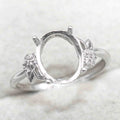 Sterling Silver 9*11mm Semi Mount Ring Empty Frame Blank Support Setting S925 Base Holder Without Center Stone for DIY Inlay