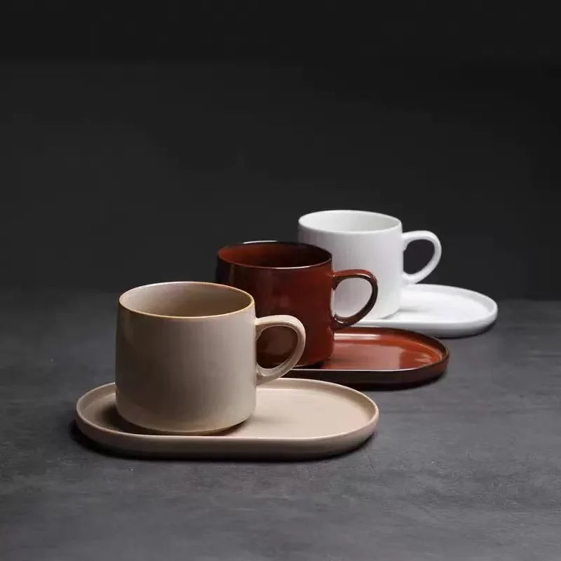M Dishwasher Safe Print Logo Minimalist Style Ceramic Coffee Mug Set for Home Use